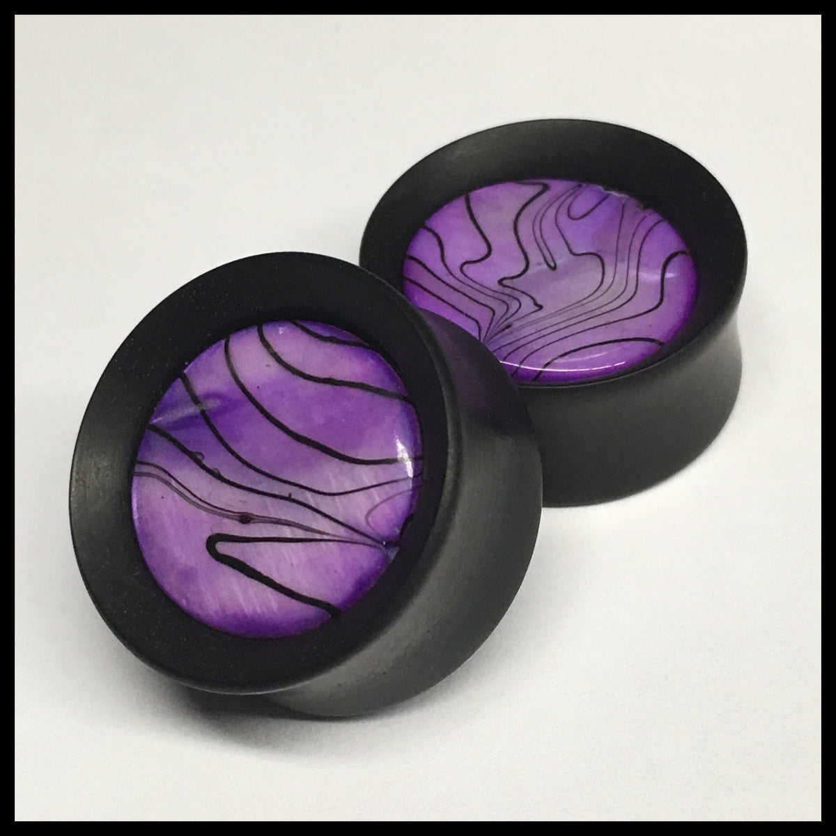 Ebony Purple Swirl Round Plugs