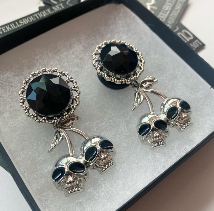 Cherry Skulls Dangle Plugs