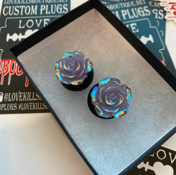 Iridescent Lilac Rose Plugs Gauges