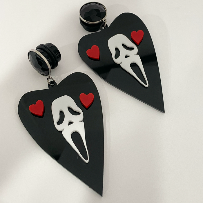 Valentine Screams Heart Planchette Dangle Plugs