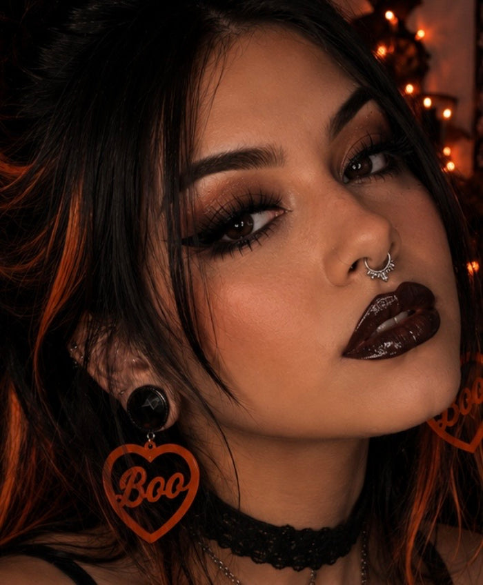 Boo Heart Hoops Dangle Plugs