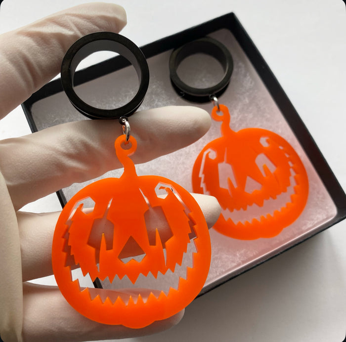 Orange jack O lantern dangle plug tunnels