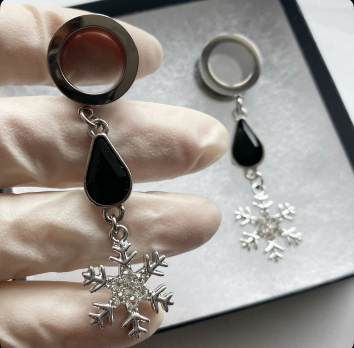 Emo Christmas snowflake dangle plug tunnels