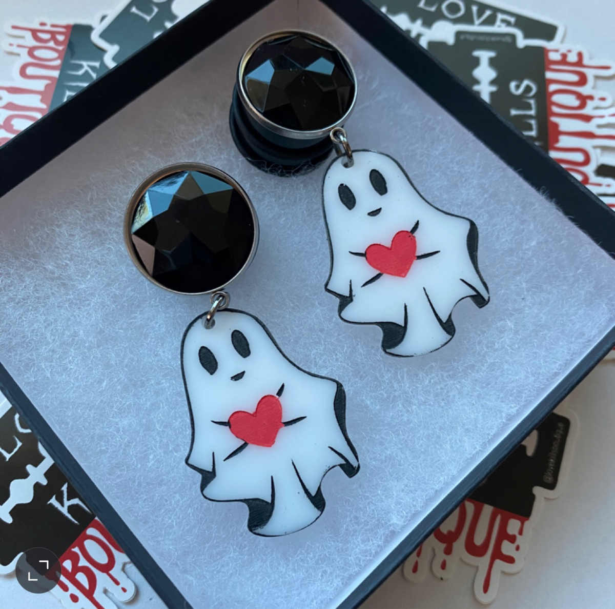 My Heart belongs to you Boo! Ghost Dangle Plugs