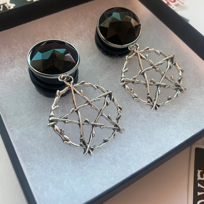Pentacle Hoops Dangle Plugs
