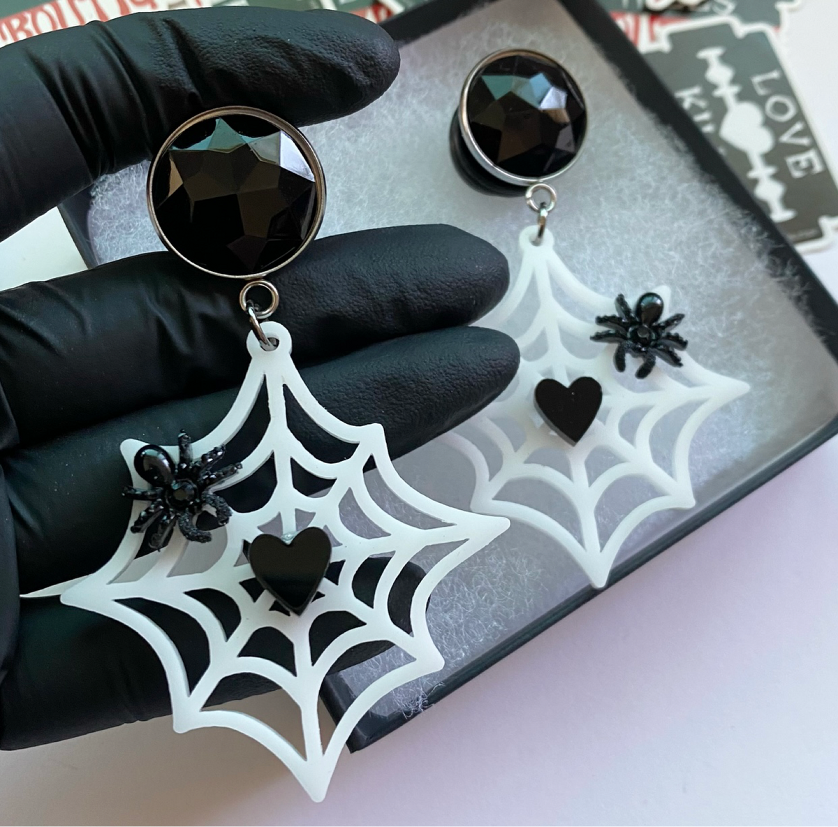 Spider Heart Dangle Plugs