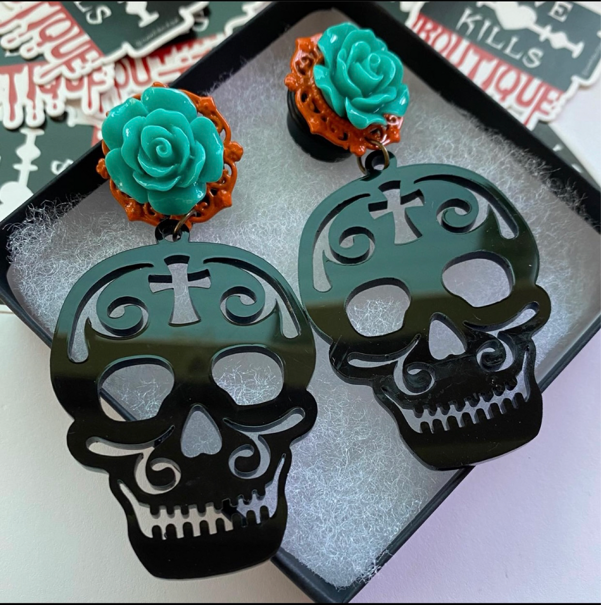 Sugar Skull Dangle Plugs