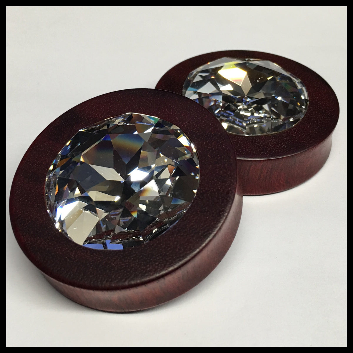 Bloodwood XL Swarovski Crystal Round Plugs