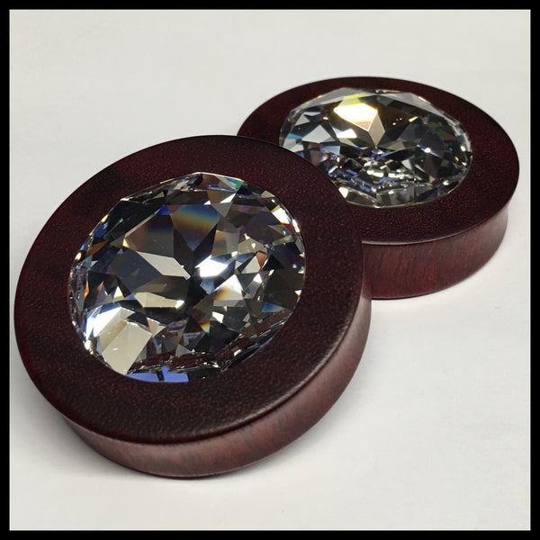 Bloodwood XL Swarovski Crystal Round Plugs