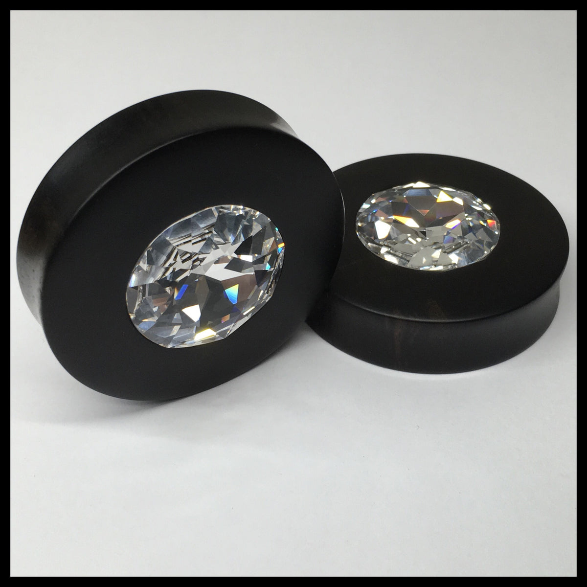 Ebony Large Swarovski Crystal Round Plugs