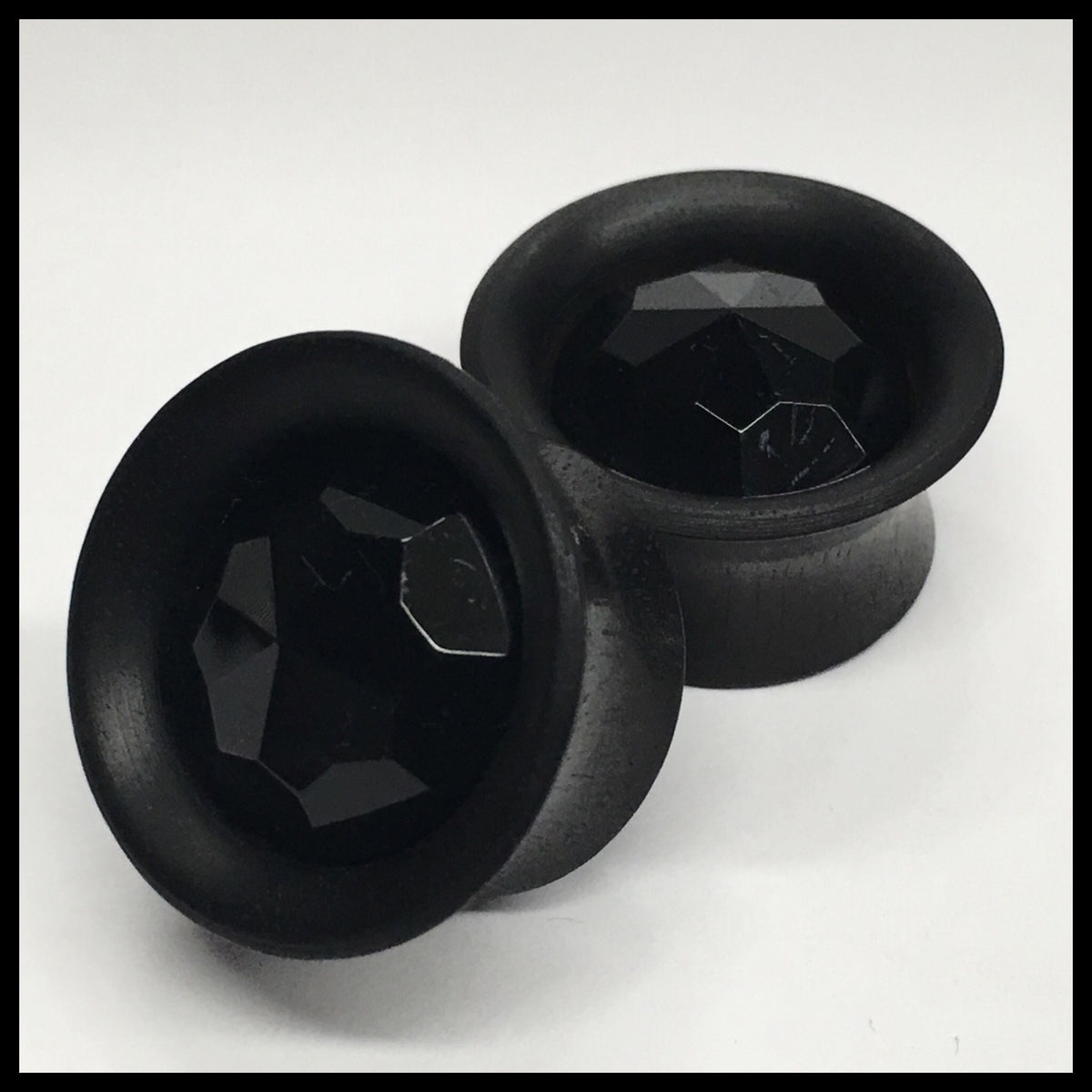 Ebony Black Gem Small Round Plugs