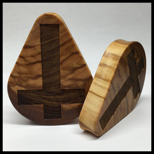 Olivewood Inverted Cross Teardrop Plugs