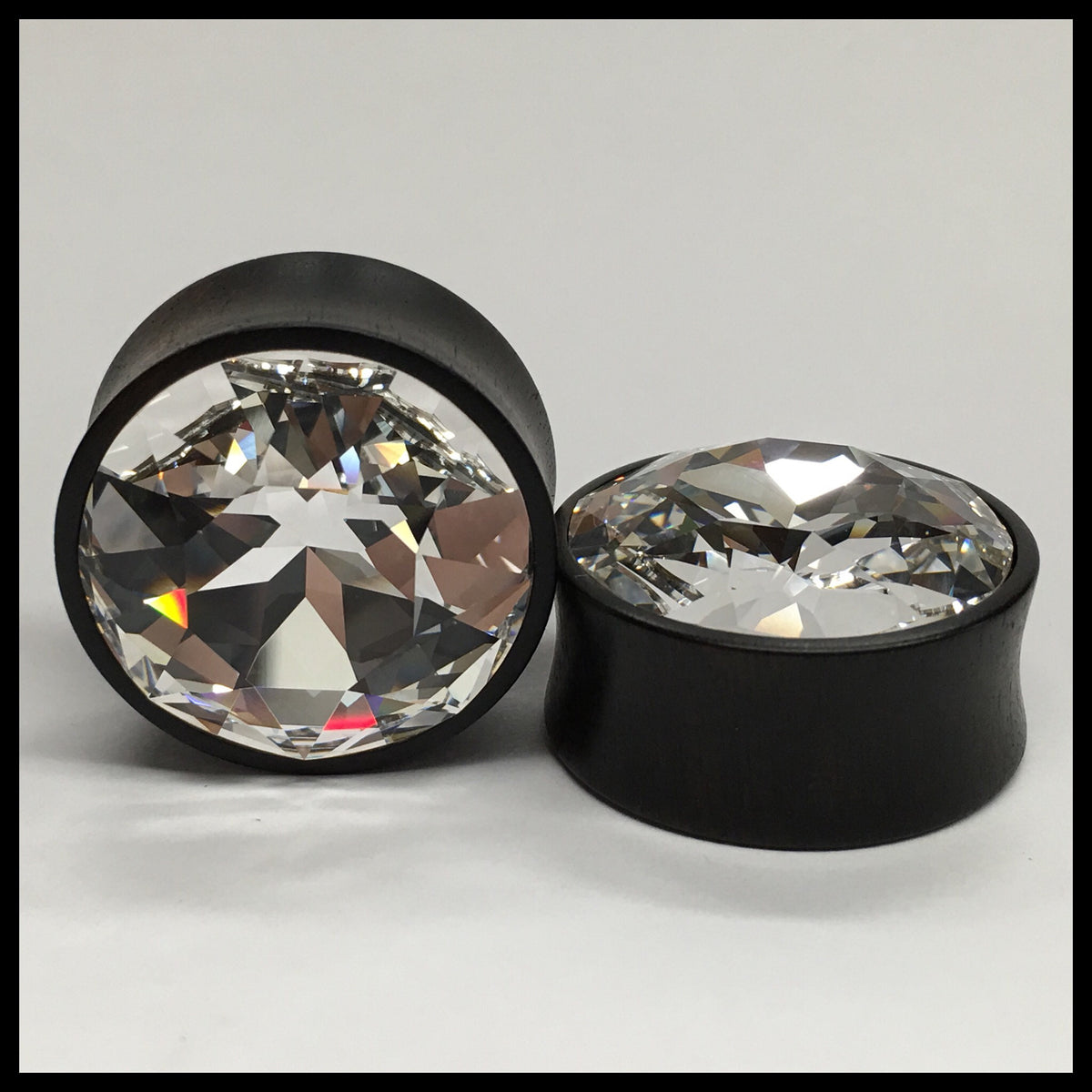 Ebony Large Swarovski Crystal Round Plugs