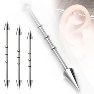 Notched Industrial With Spikes 316L Surgical Steel