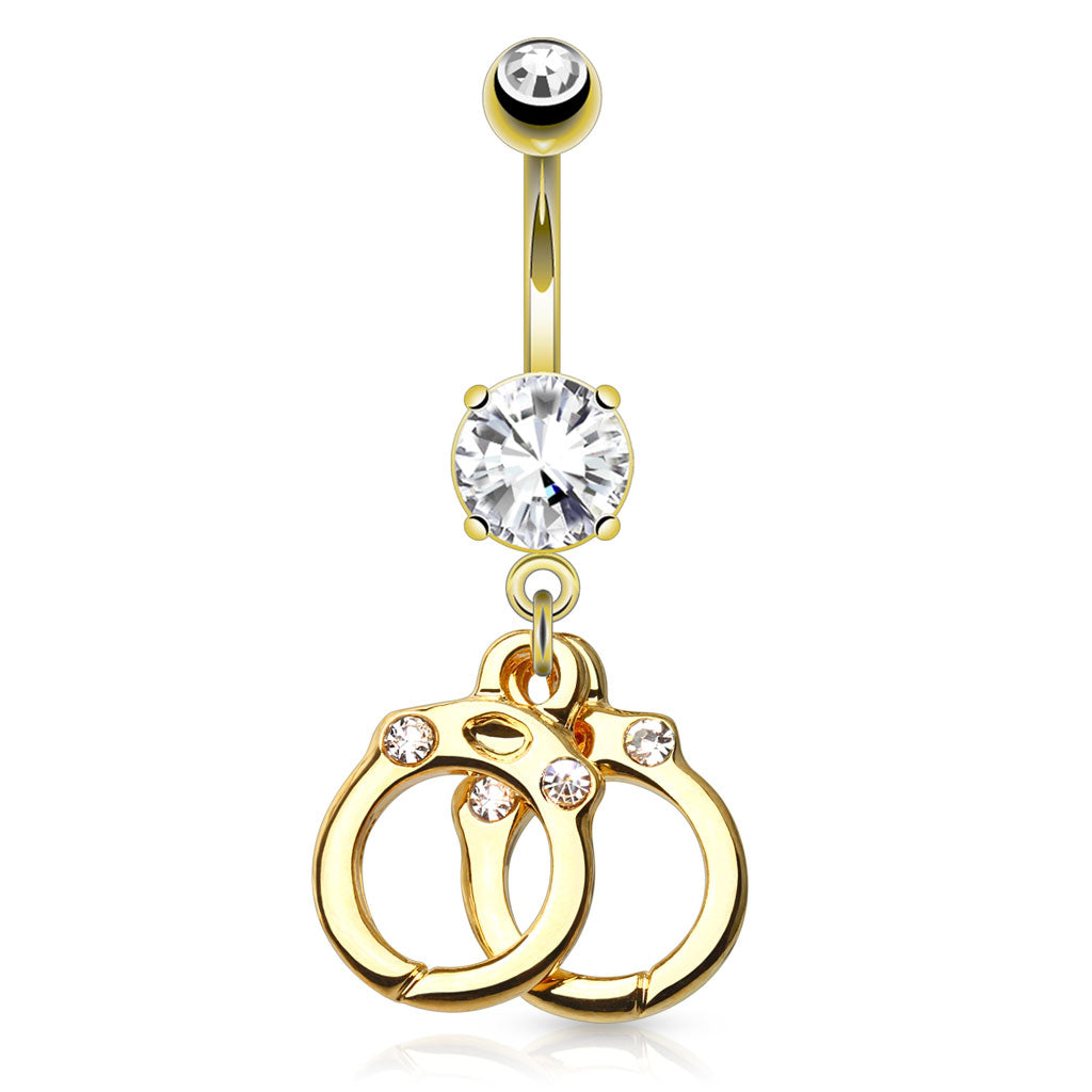 Hand Cuffs With Gems 14Kt Gold Plated Dangle Navel Ring