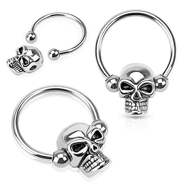 Skull Captive 316L Surgical Steel Horseshoe/Circular Barbells Clicker