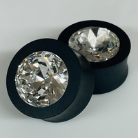 Ebony Med Swarovski Crystal Round Plugs