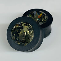Ebony Med Swarovski Black Diamond Round Plugs