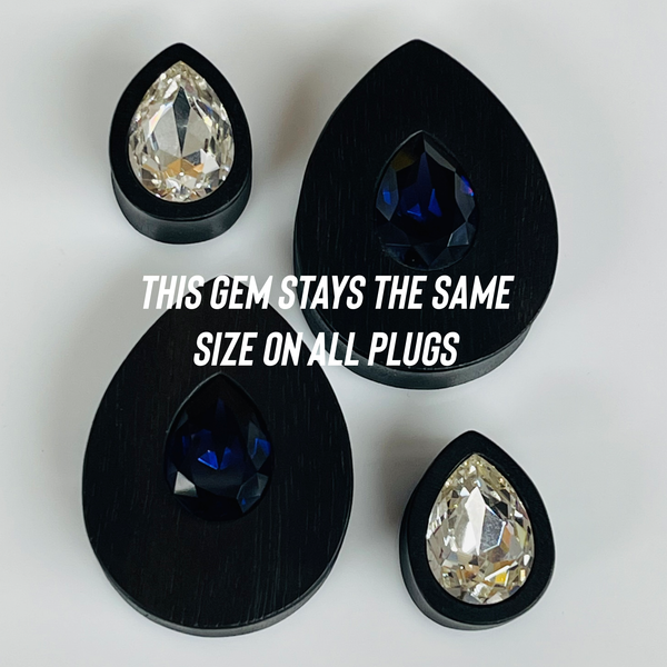 Ebony Swarovski Med Sapphire Teardrop