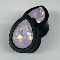 Ebony Swarovski Med Rose Opal Teardrop