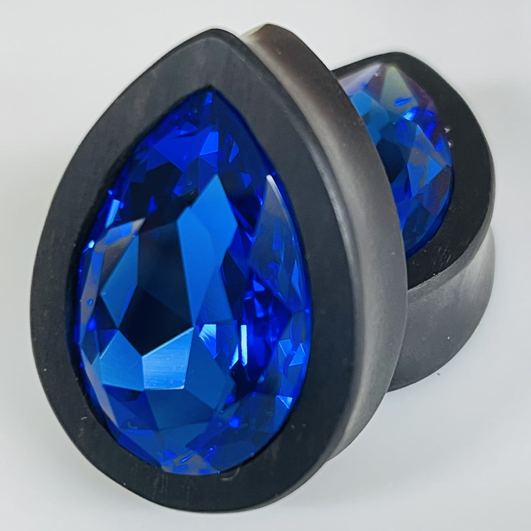 Ebony Swarovski Large Sapphire Teardrop