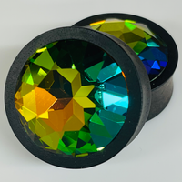 Ebony Large Swarovski Vitrail Round Plugs