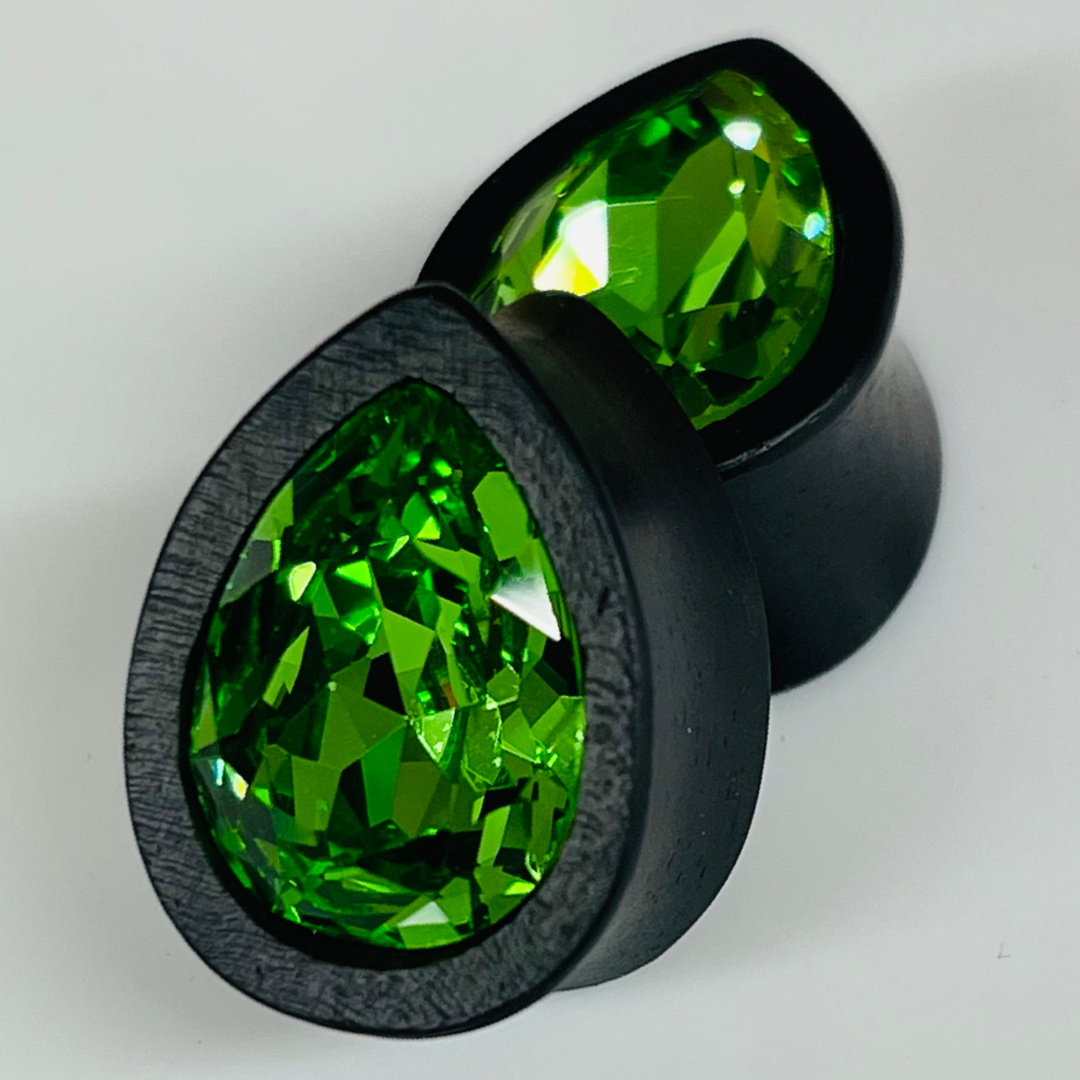 Ebony Swarovski Small Peridot Teardrop