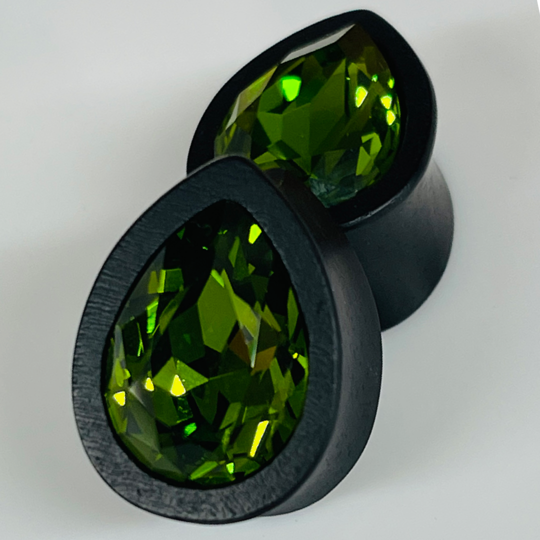 Ebony Swarovski Small Olivine Teardrop