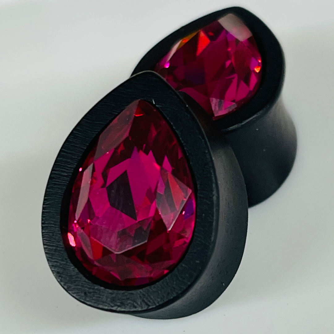 Ebony Swarovski Small Fuchsia Teardrop