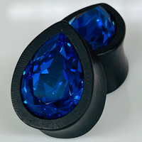 Ebony Swarovski Small Capri Blue Teardrop