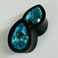 Ebony Swarovski Small Aqua Teardrop