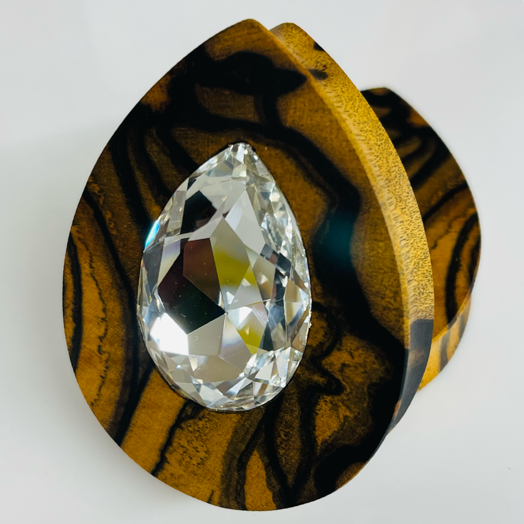 Black & White Ebony Swarovski XL Crystal Teardrop