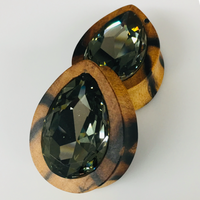 Black & White Ebony Swarovski Large Black Diamond Teardrop