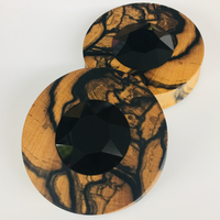 Black & White Ebony Large Swarovski Jet Round Plugs