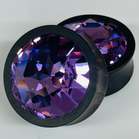 Ebony Large Swarovski Tanzanite Round Plugs