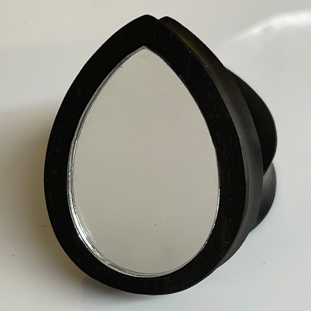 Ebony Silver Mirror Teardrop Plugs