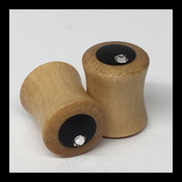 Olivewood Ebony Swarovski Offset Crystal Round Plugs