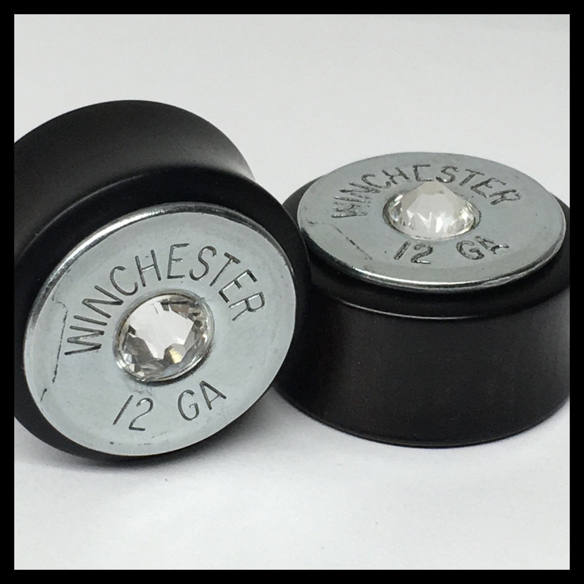 Ebony Shotgun Swarovski Round Plugs