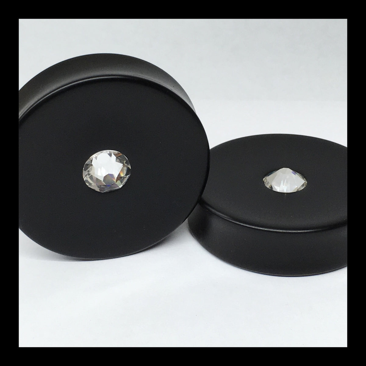 Ebony Small Swarovski Crystal Round Plugs