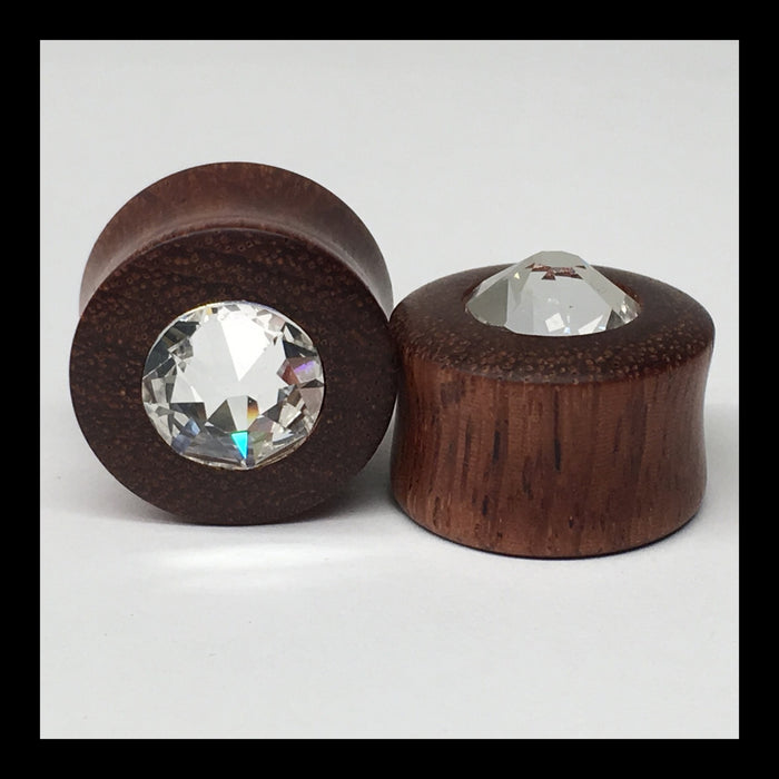 Bloodwood Swarovski Crystal Round Plugs