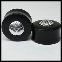 Ebony Mermaid Silver Scale Round Plugs