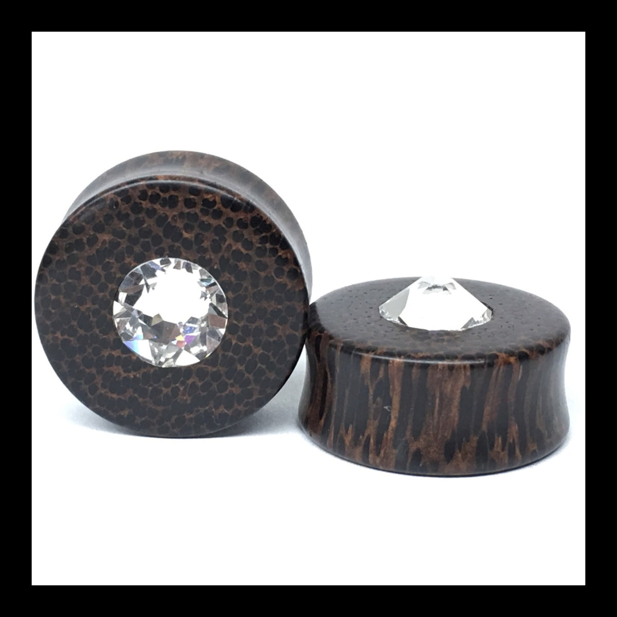 Black Palm Swarovski Crystal Round Plugs