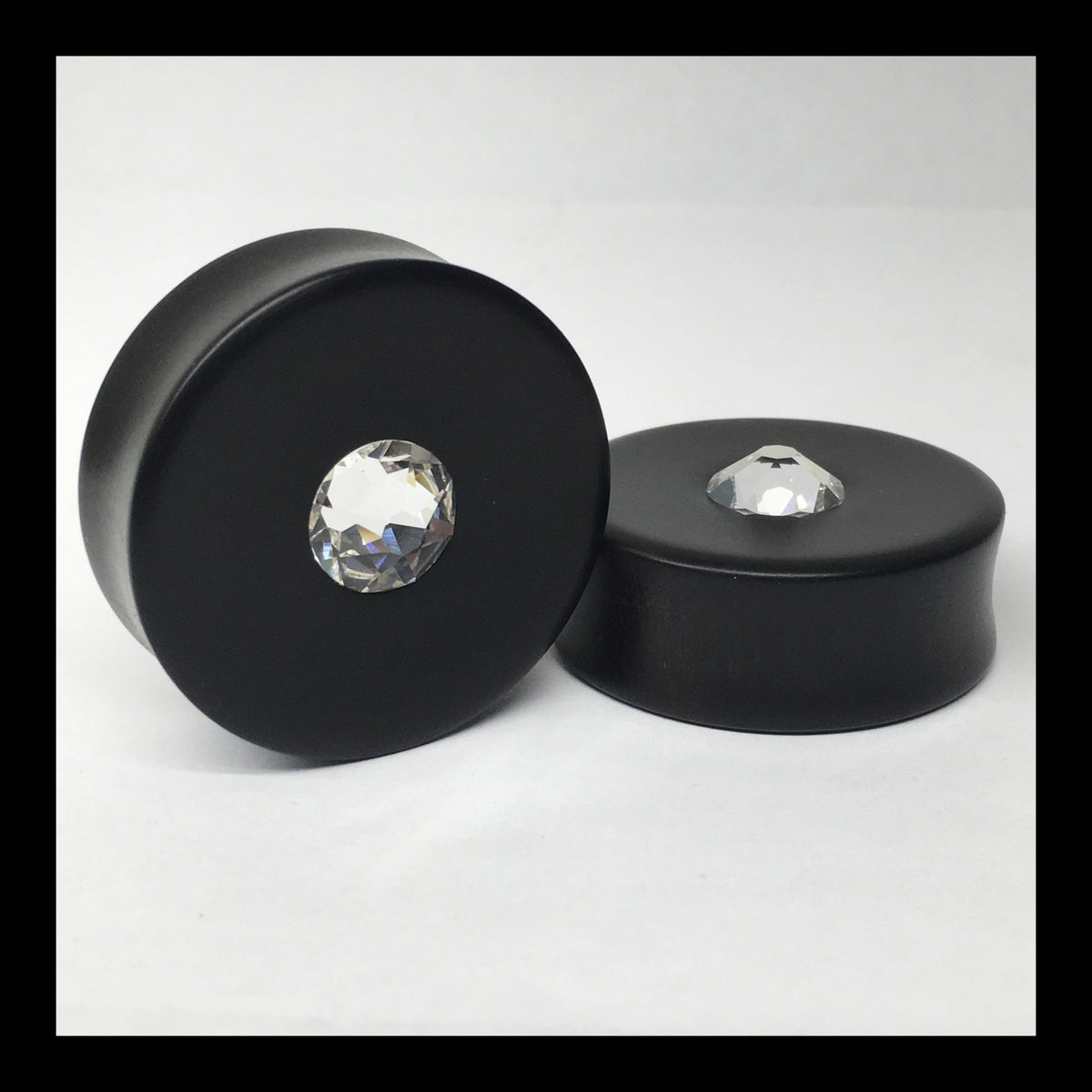 Ebony Small Swarovski Crystal Round Plugs