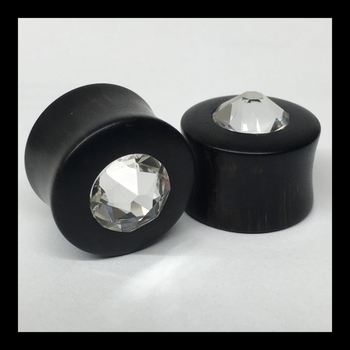 Ebony Small Swarovski Crystal Round Plugs