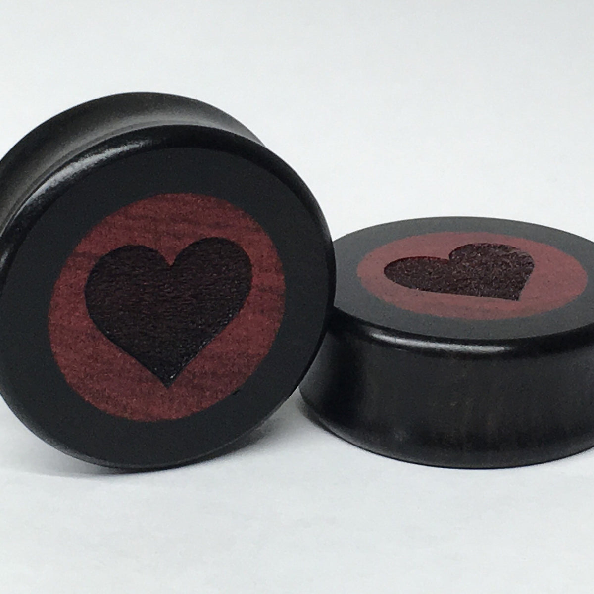 Ebony Bloodwood Heart Round Plugs