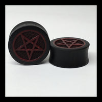 Ebony Purpleheart Pentacle Round Plugs