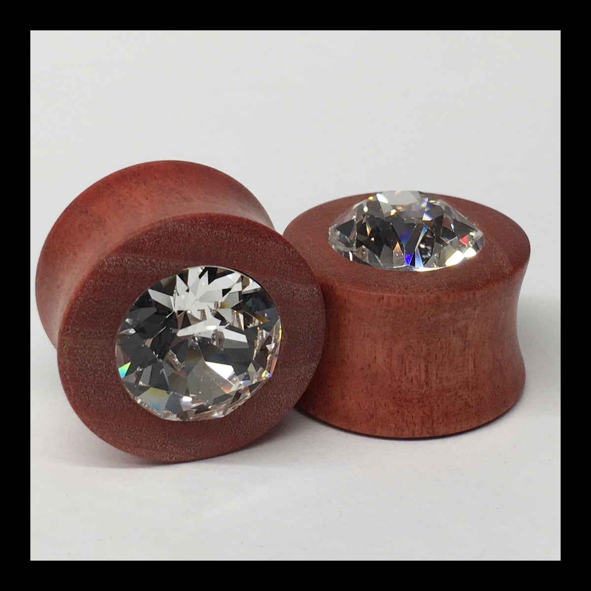 Pink Ivory Swarovski Crystal Round Plugs