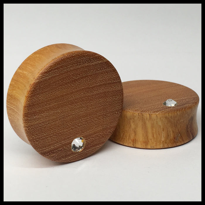 Osage Orange Swarovski Offset Crystal Round Plugs