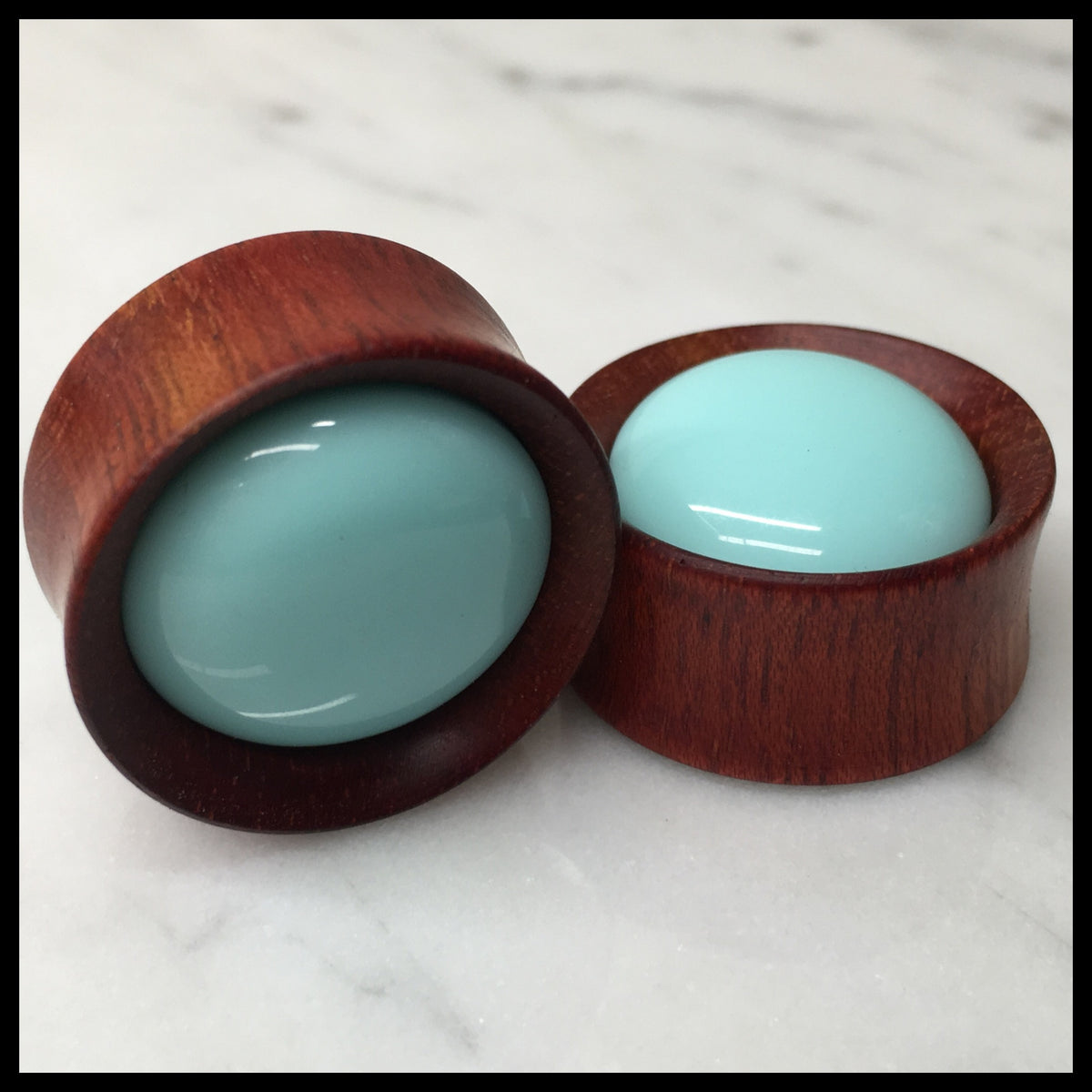 Bloodwood Teal Round Plugs
