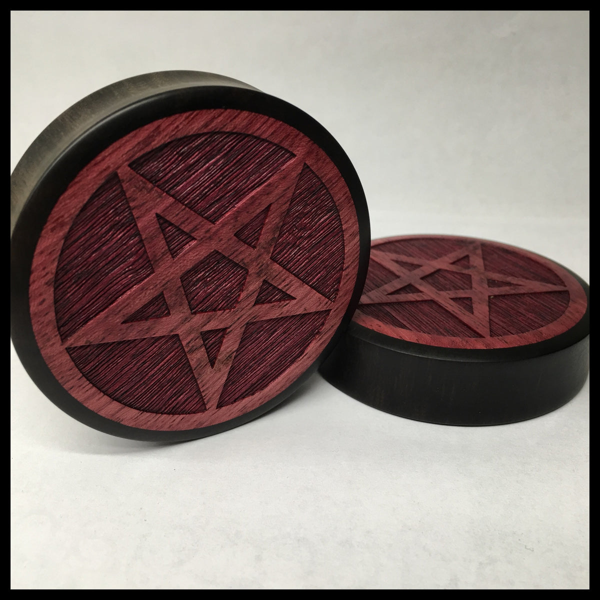 Ebony Purpleheart Pentacle Round Plugs